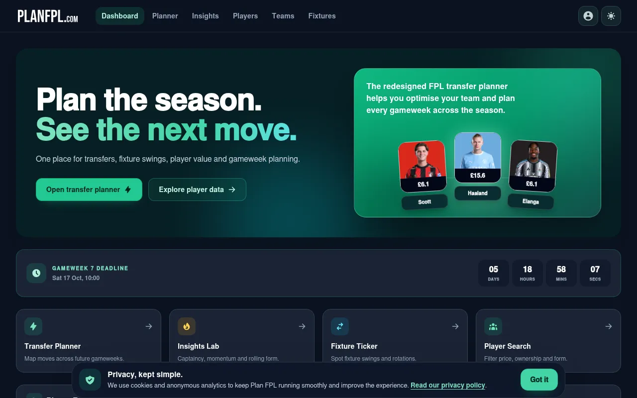 Screenshot of planfpl.com