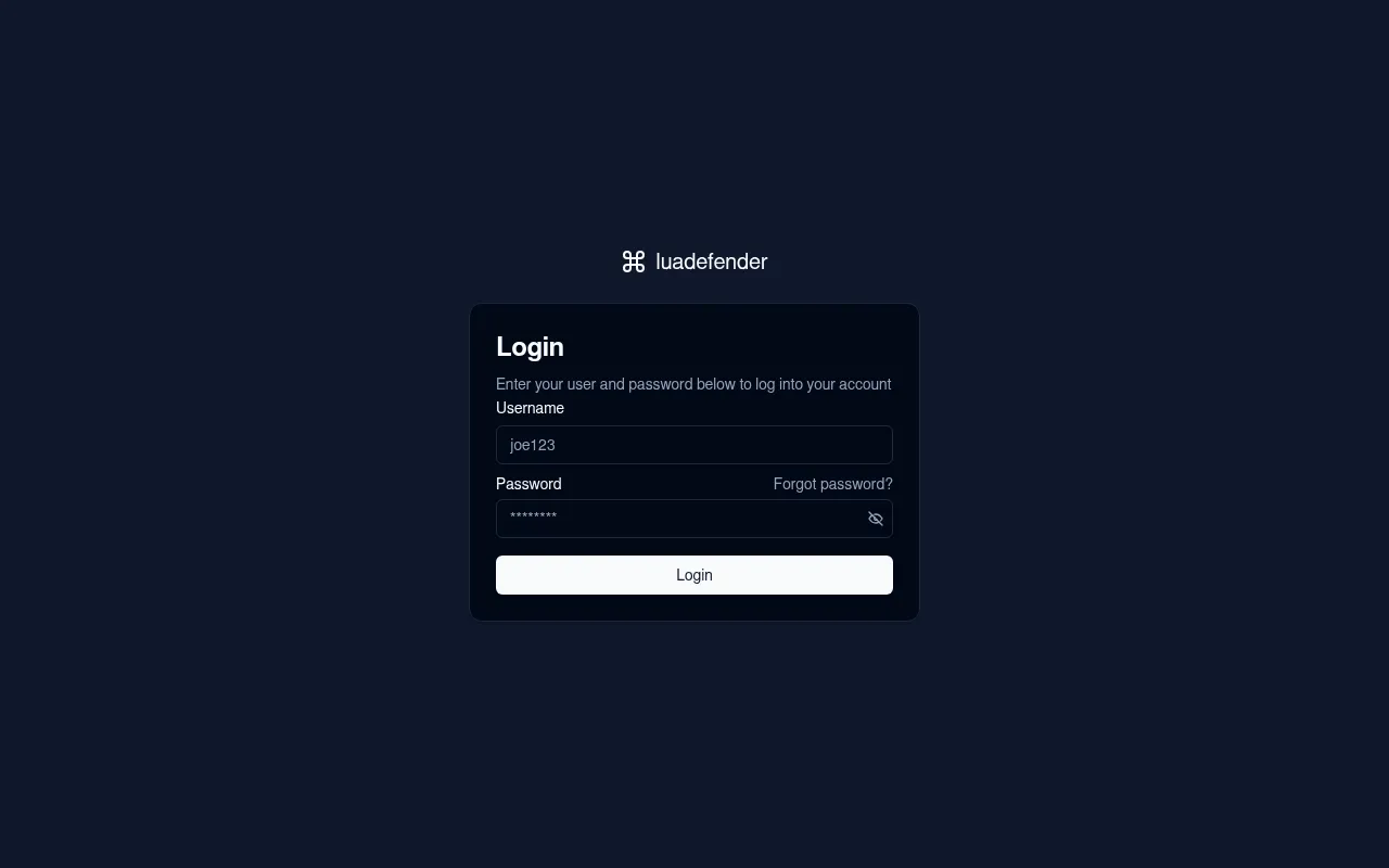 Screenshot of luadefender.xyz