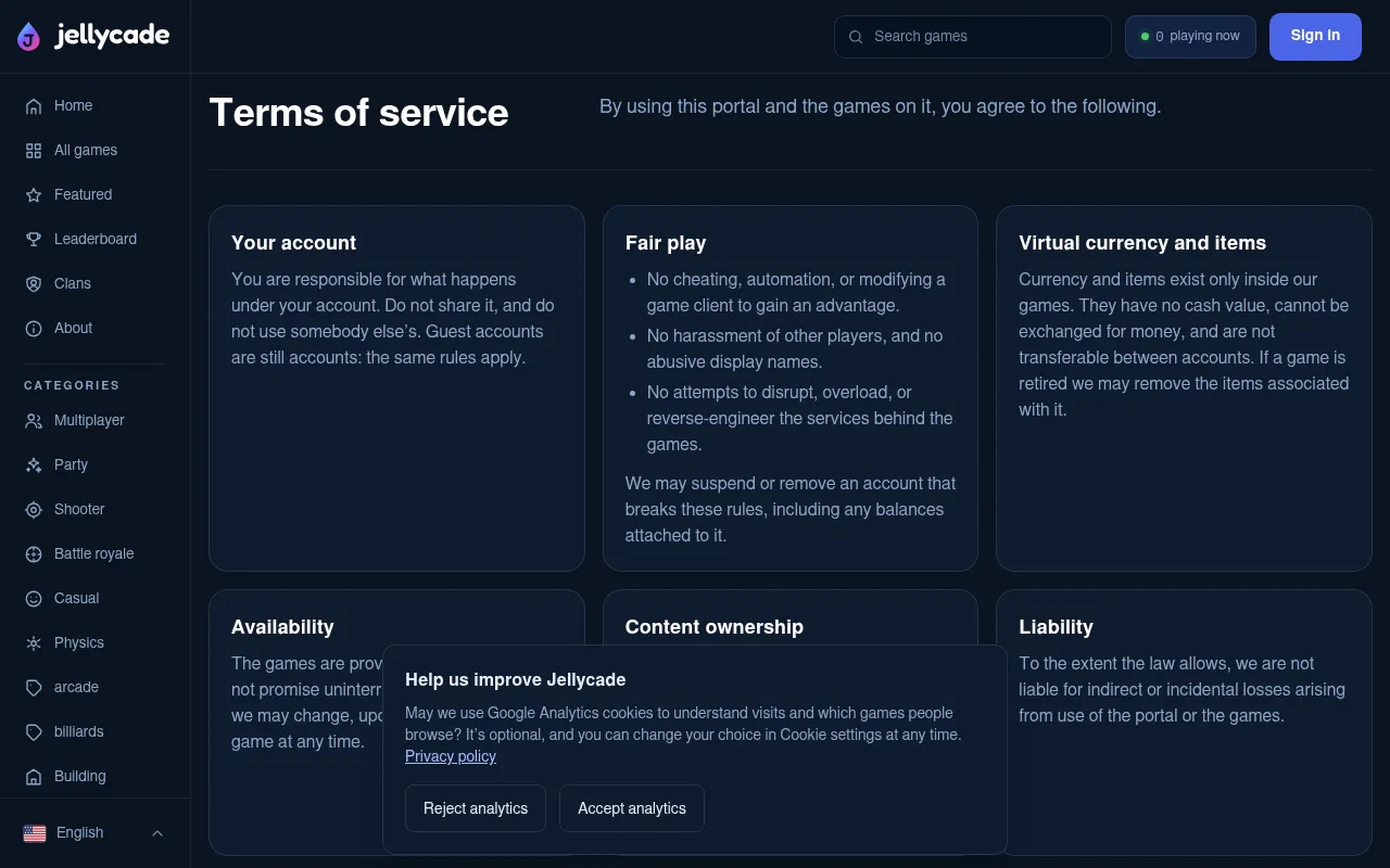Screenshot of jellycade.com