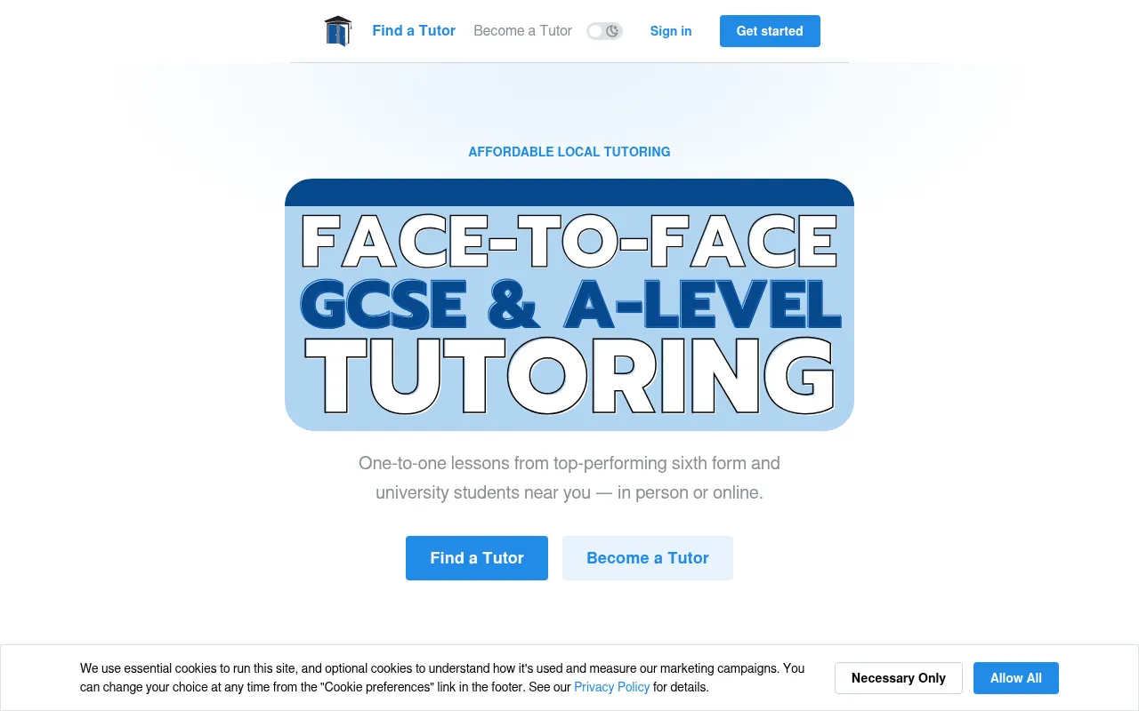 Screenshot of nextdoortutor.co.uk