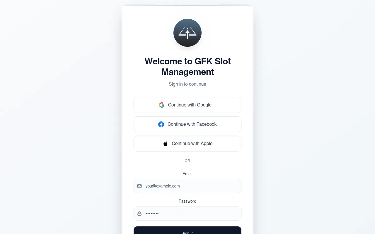 Screenshot of gfkslotmgmt.base44.app