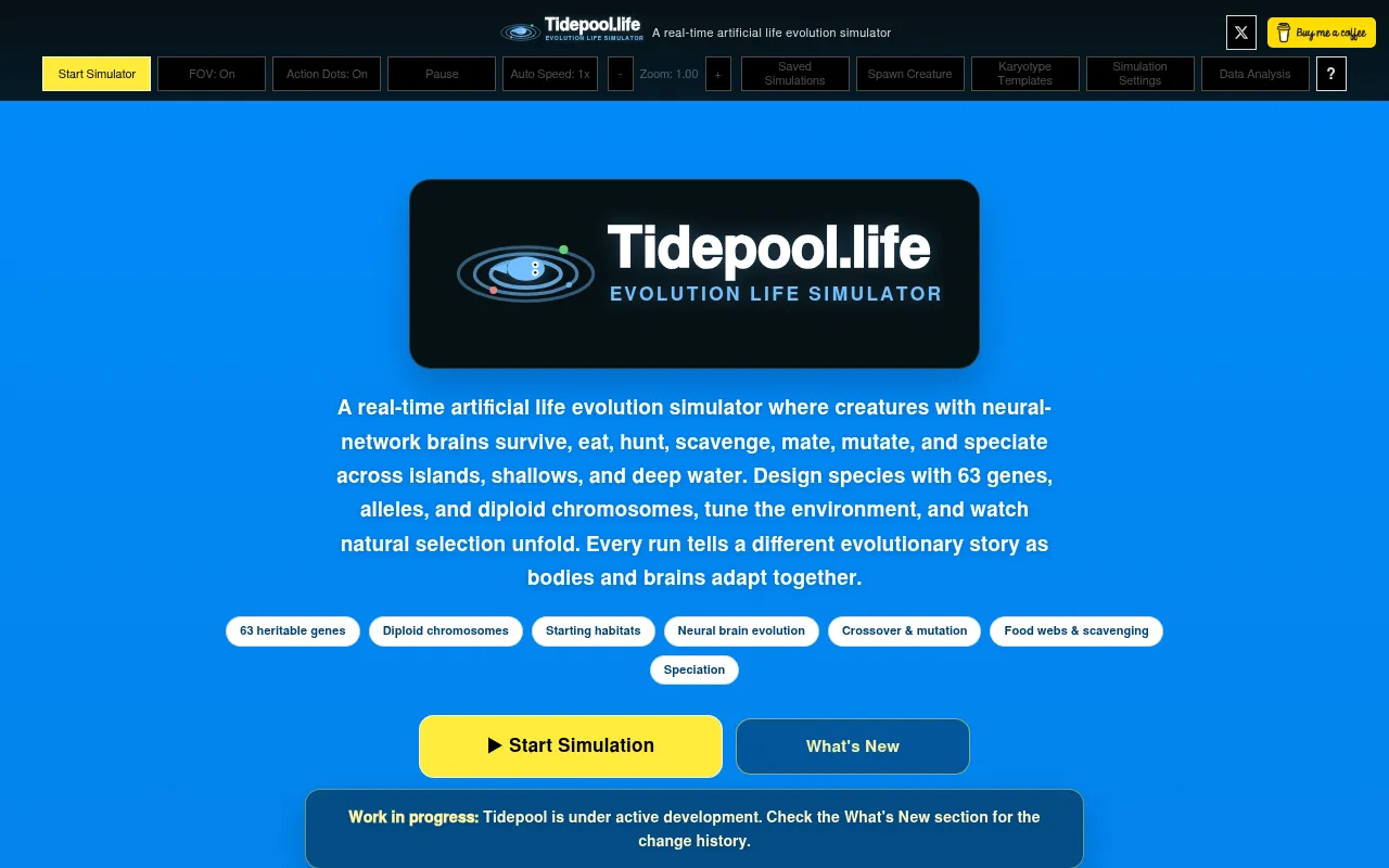 Screenshot of tidepool.life