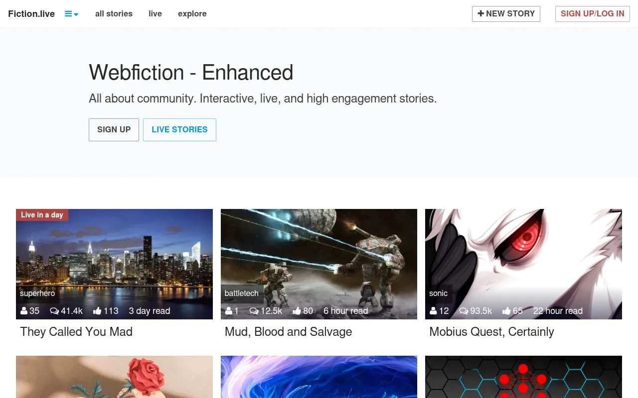 Screenshot of fiction.live
