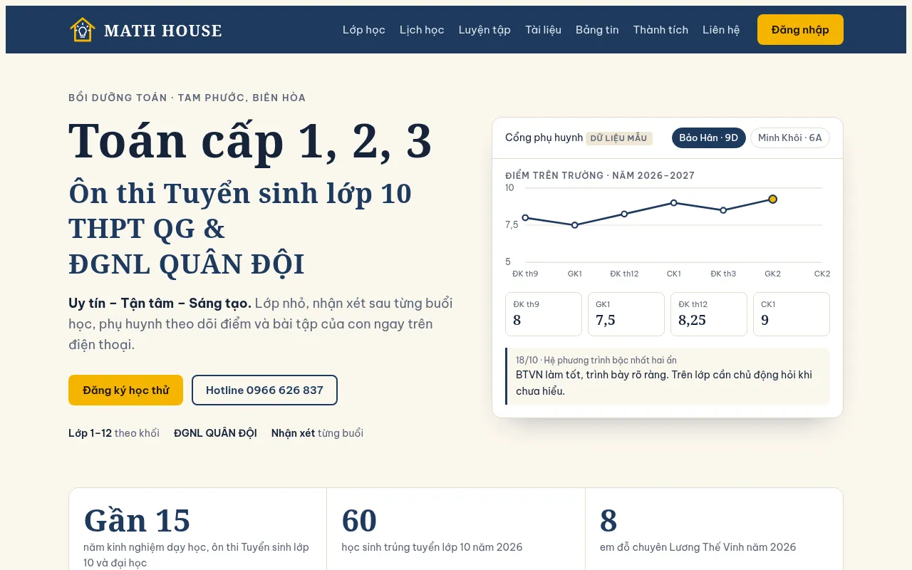 Screenshot of mathhouse.vn