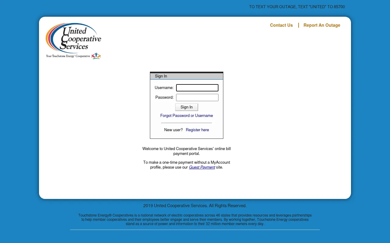 Screenshot of myaccount.united-cs.com