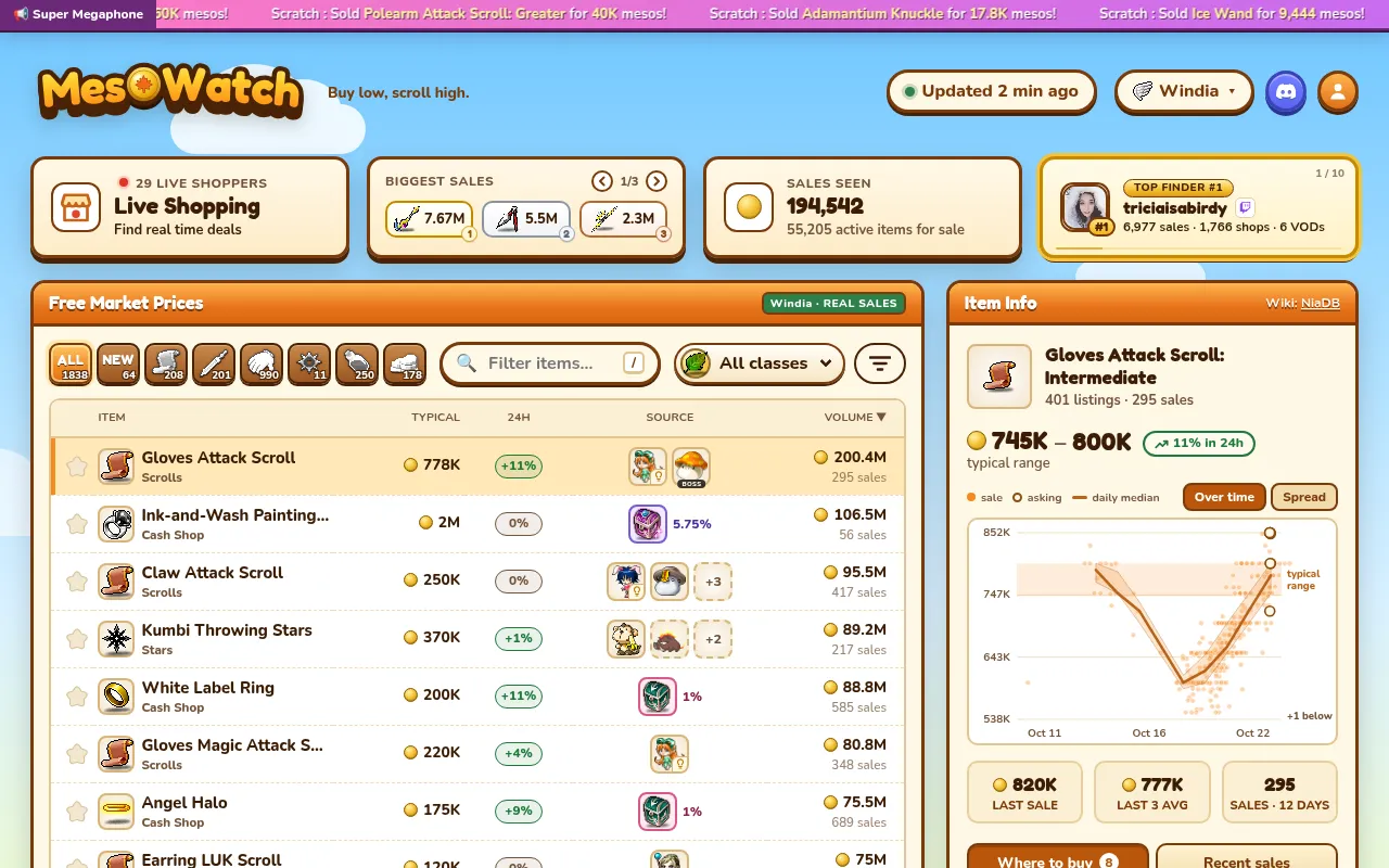 Screenshot of meso.watch