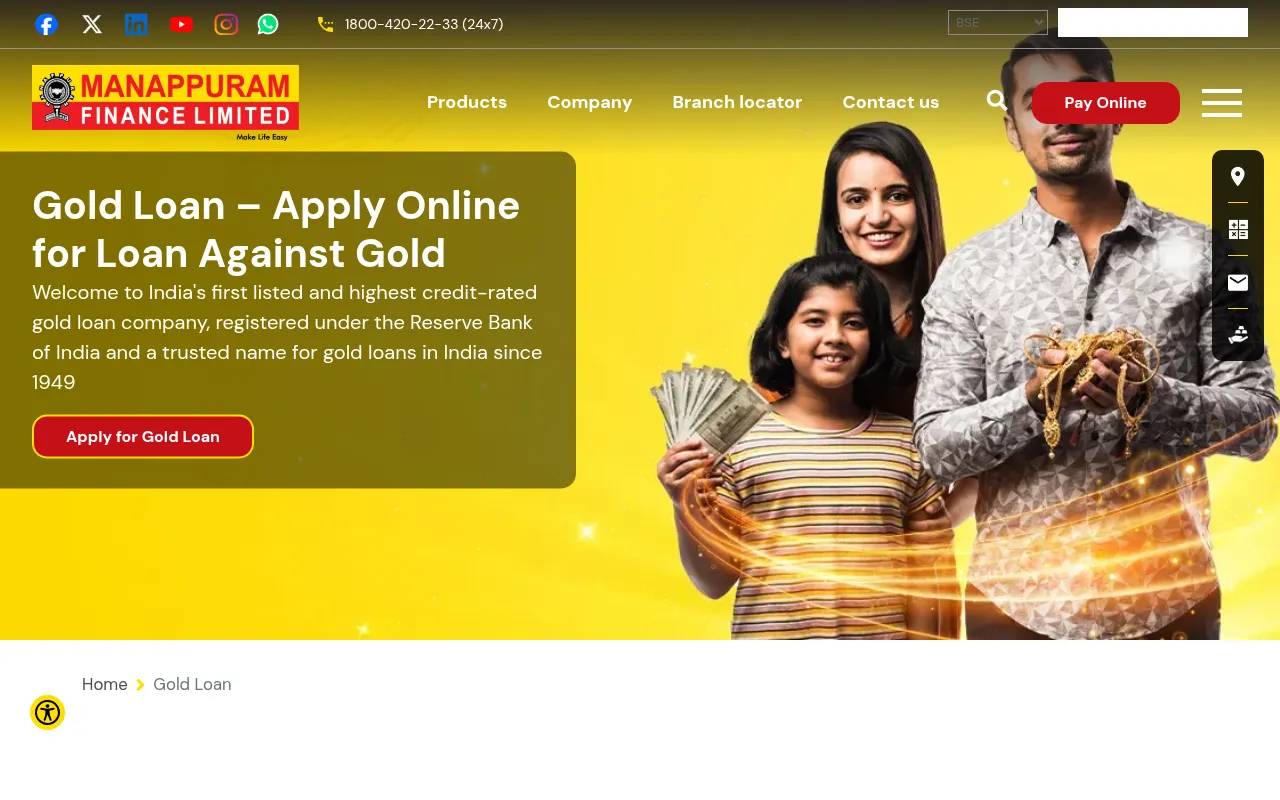 Screenshot of manappuram.com