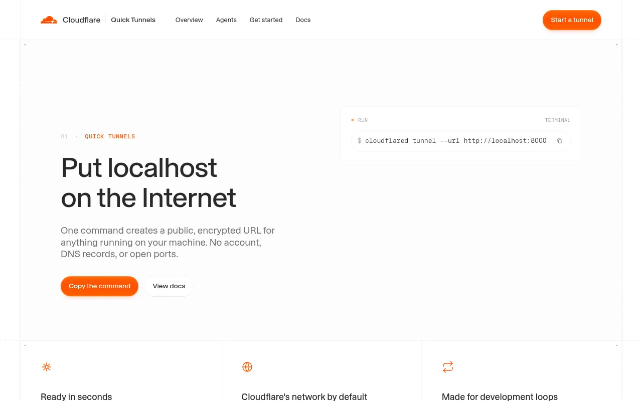 Screenshot of try.cloudflare.com