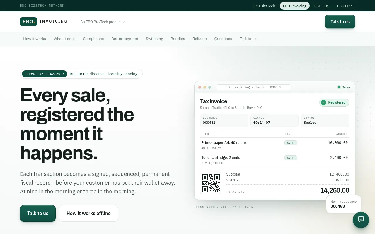 Screenshot of eboinvoice.com