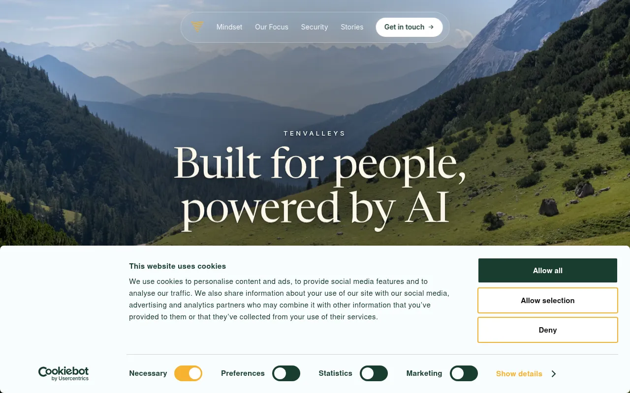 Screenshot of tenvalleys.com