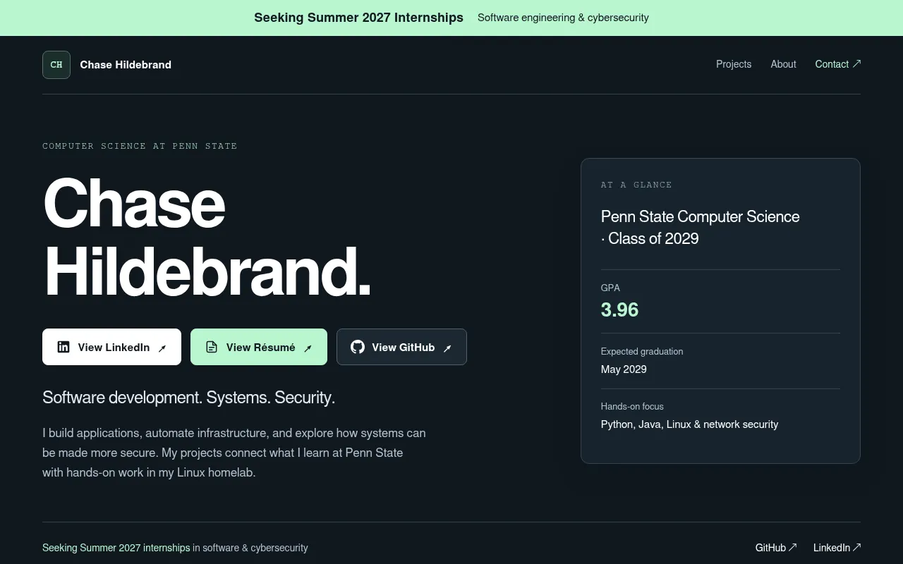 Screenshot of chasehildebrand.dev