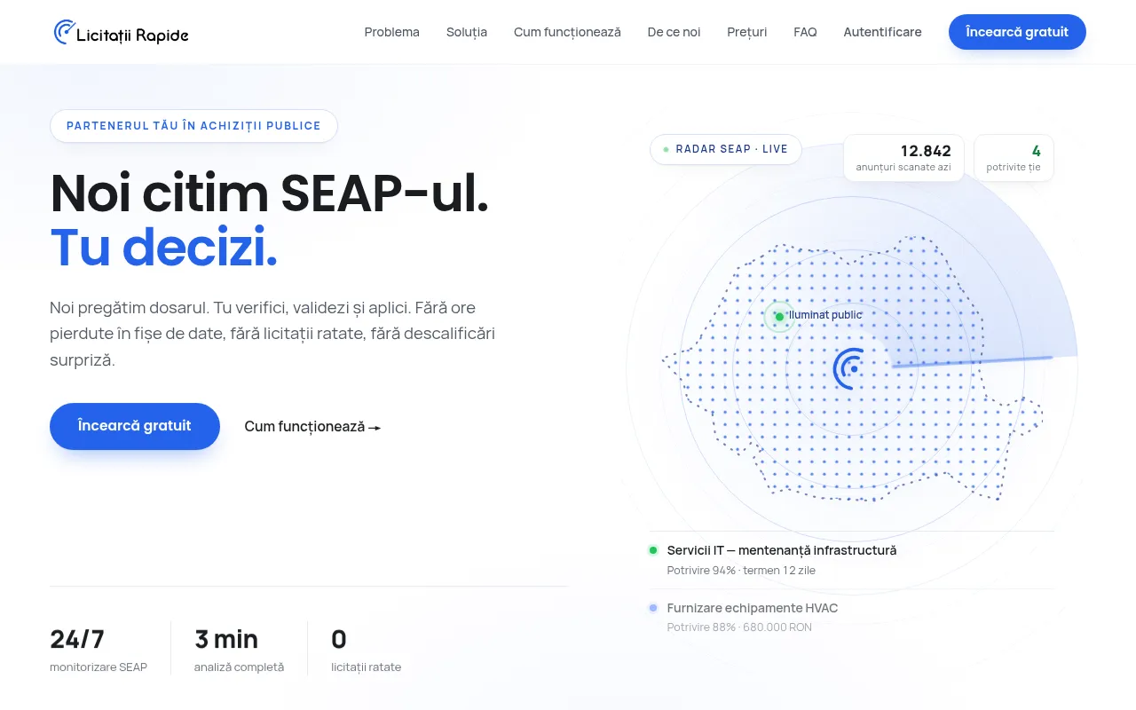 Screenshot of licitatiirapide.ro