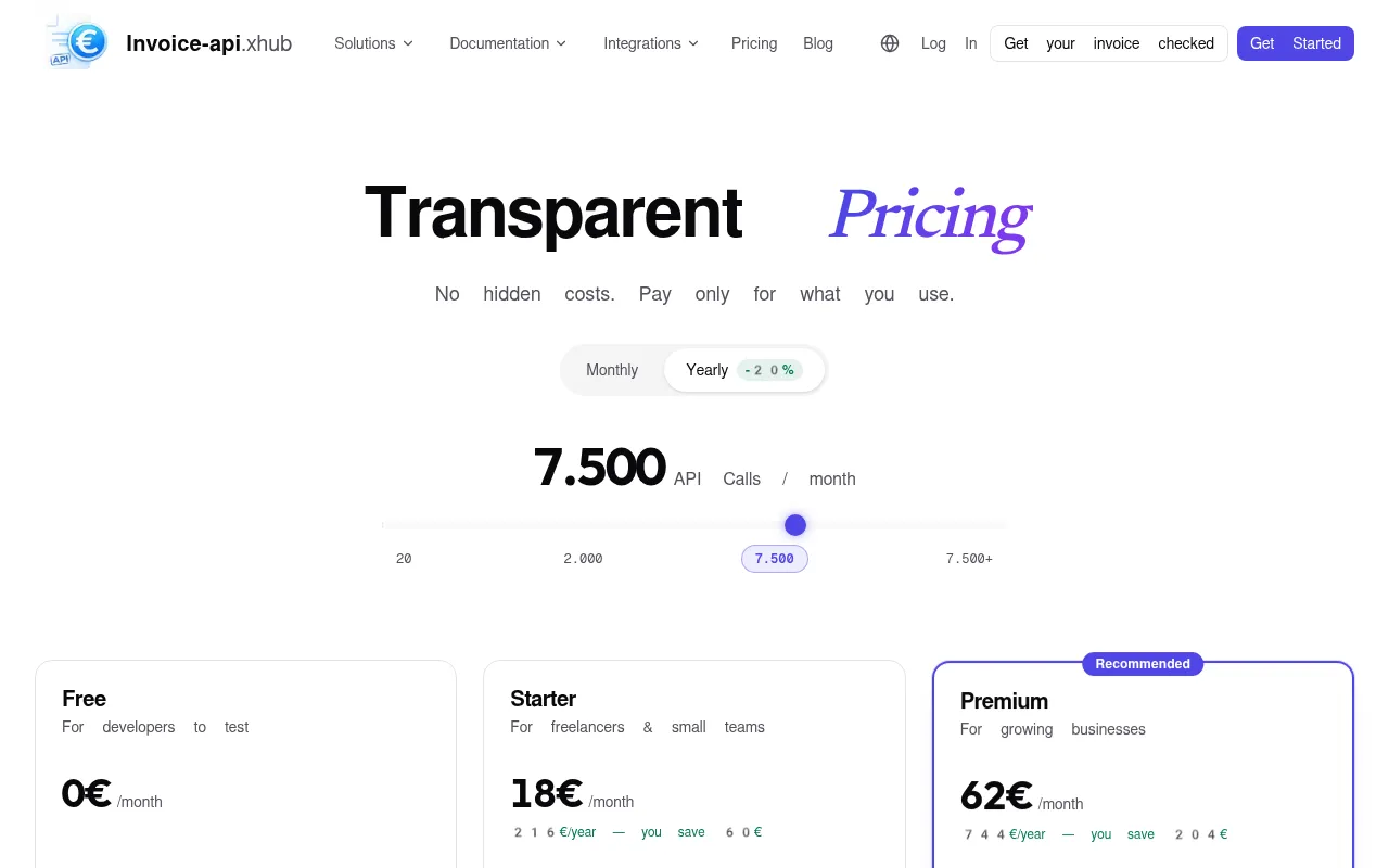 Screenshot of invoice-api.xhub.io