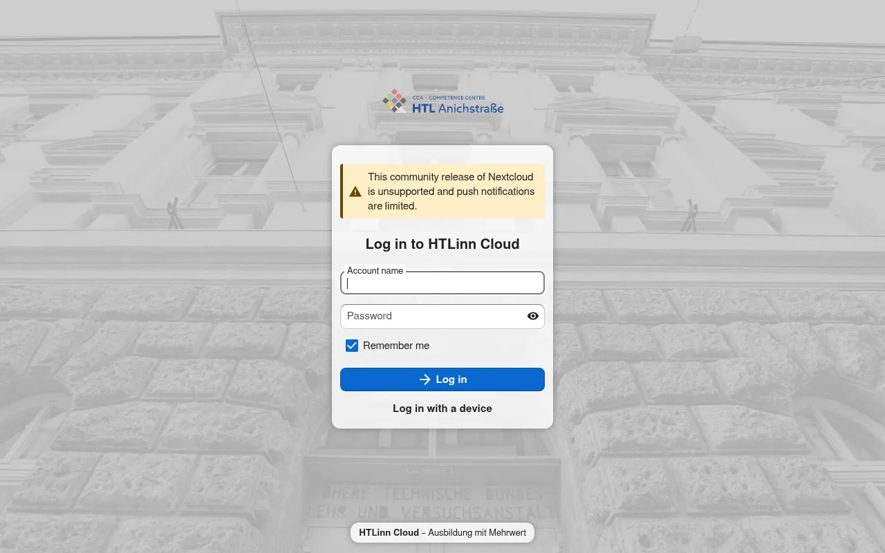 Screenshot of cloud.htlinn.ac.at