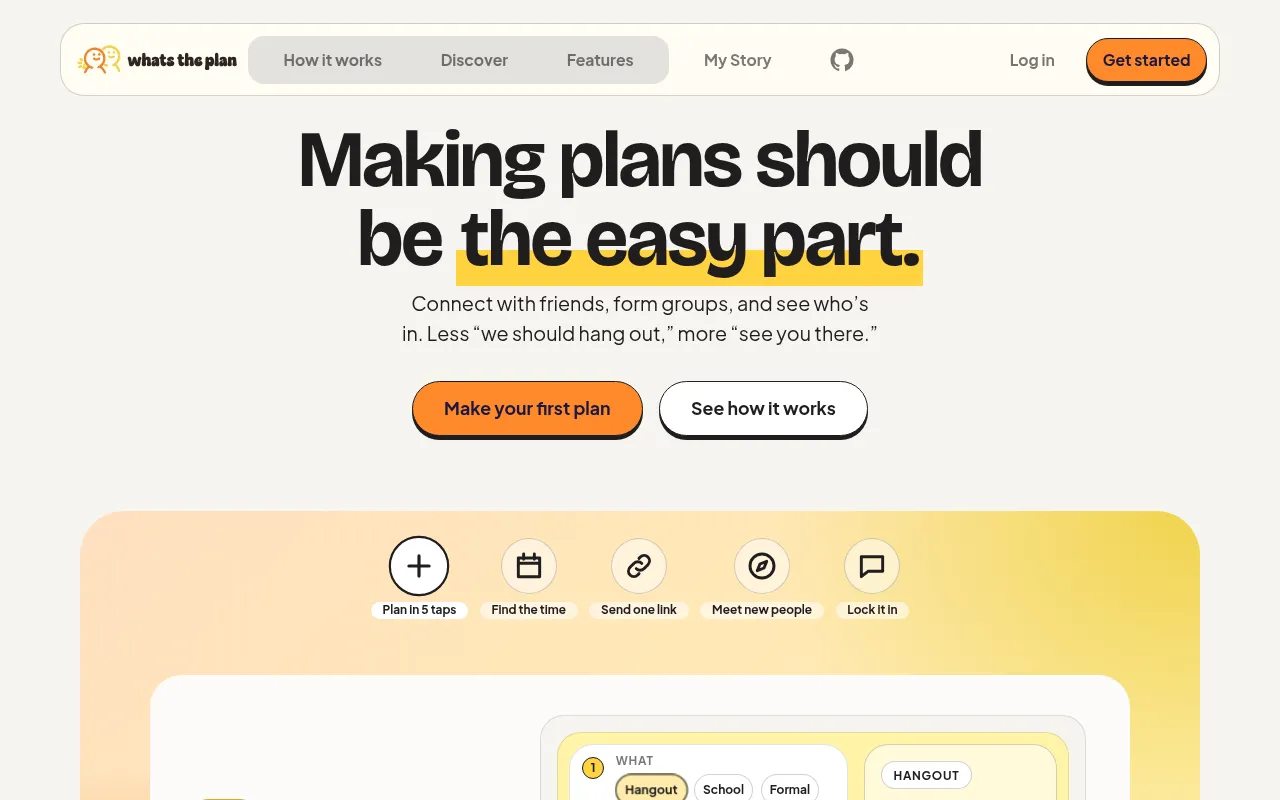 Screenshot of whatstheplan.social