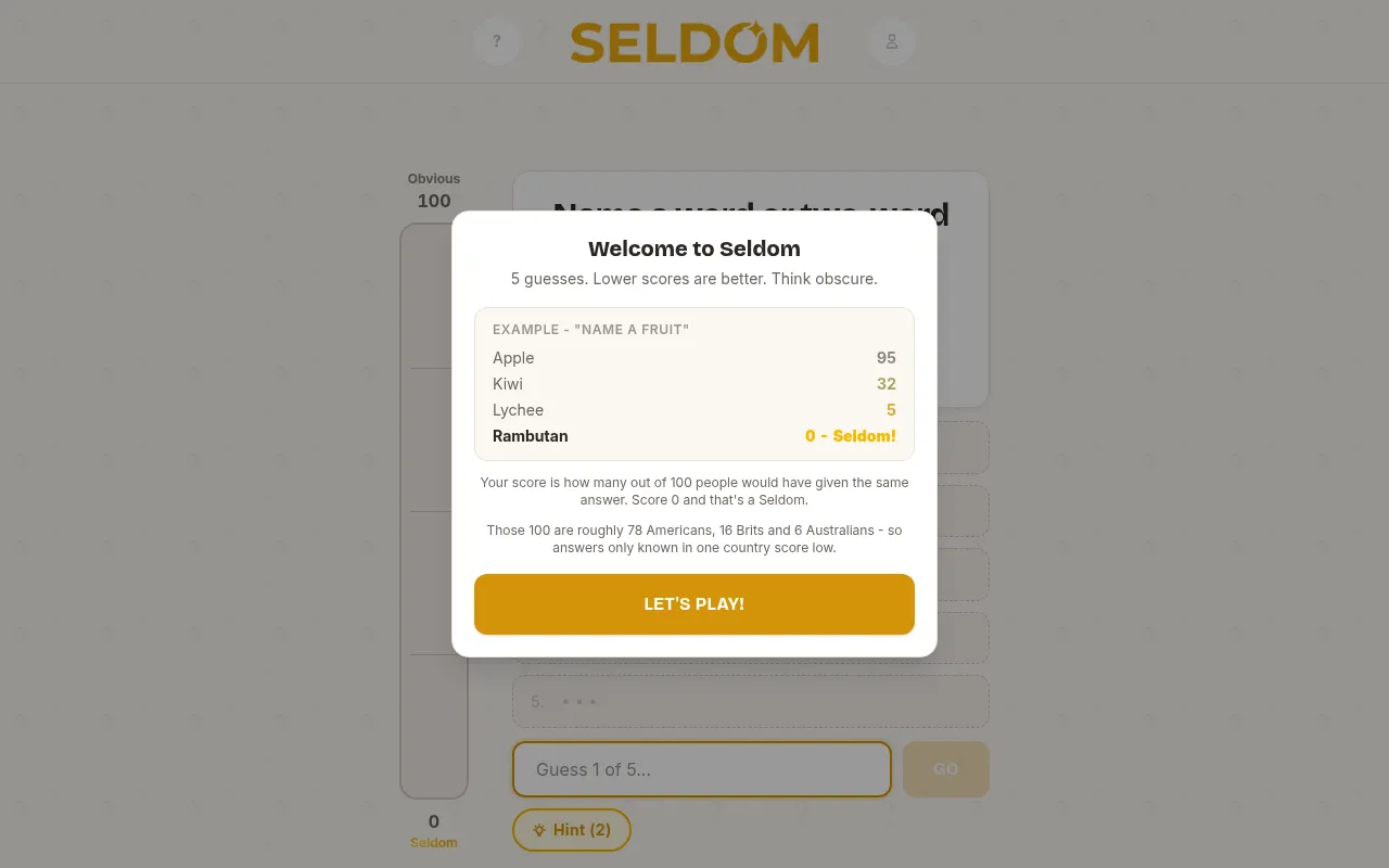 Screenshot of playseldom.com