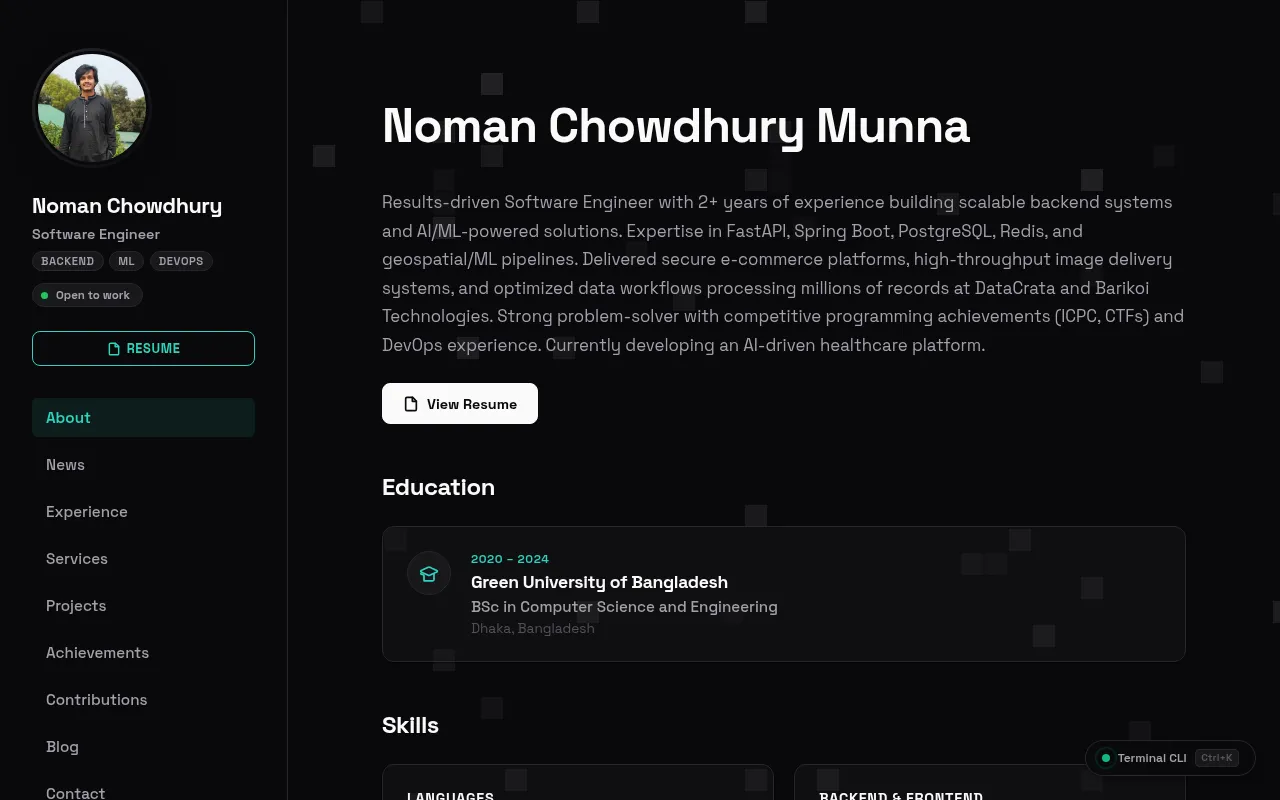 Screenshot of hellonoman.dev