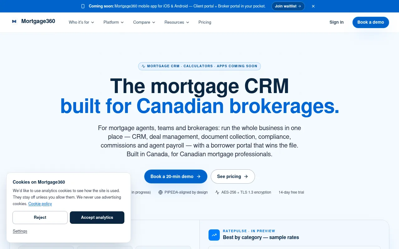 Screenshot of mortgage360.ai