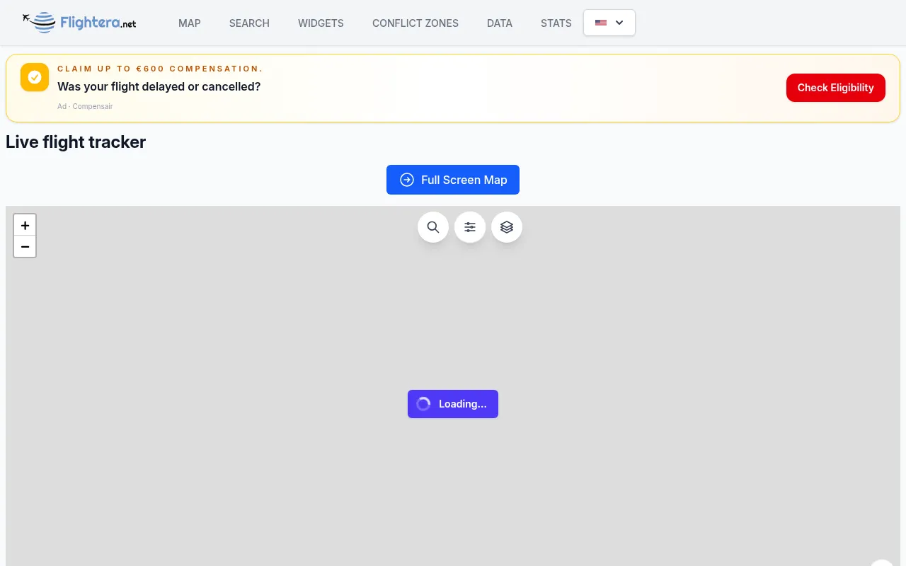 Screenshot of flightera.net