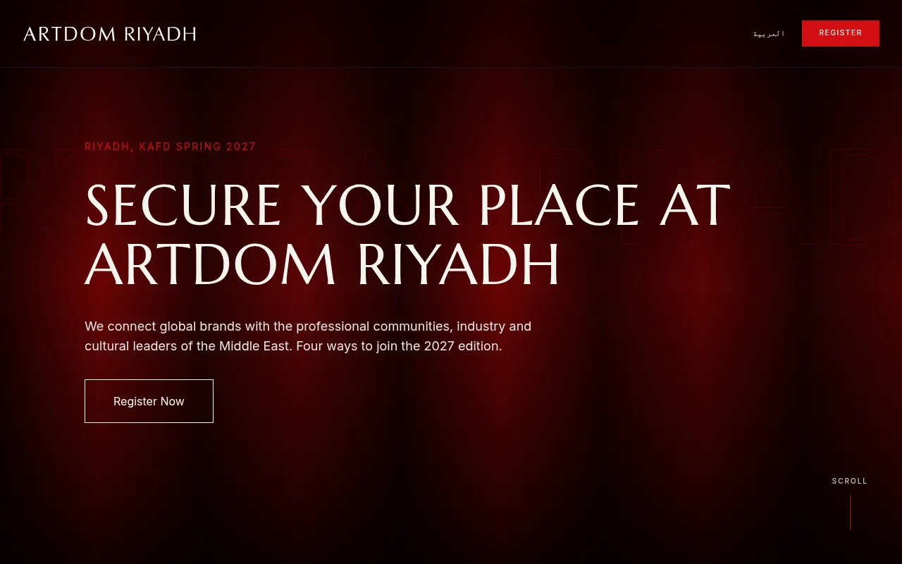 Screenshot of registration-2026.artdom-mena.com