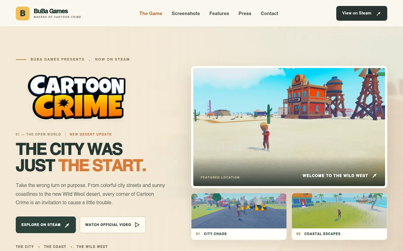 Screenshot of bubagamestudio.com