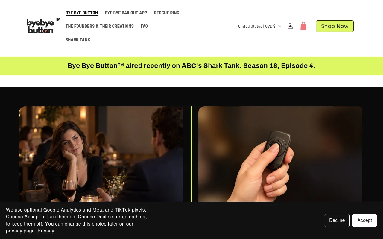 Screenshot of byebyebutton.com