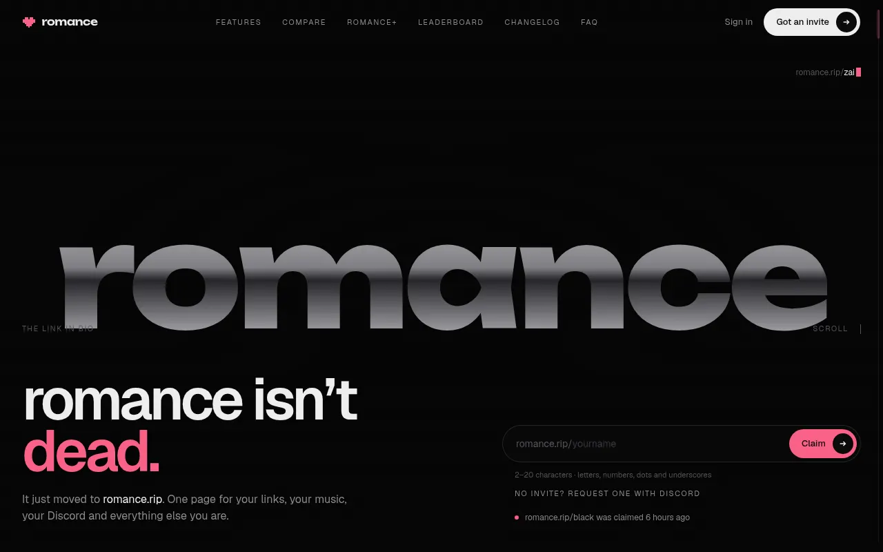 Screenshot of romance.rip