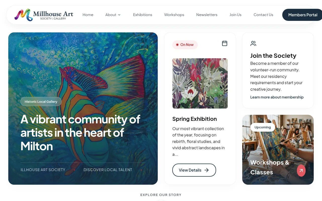 Screenshot of millhouseartsociety.com