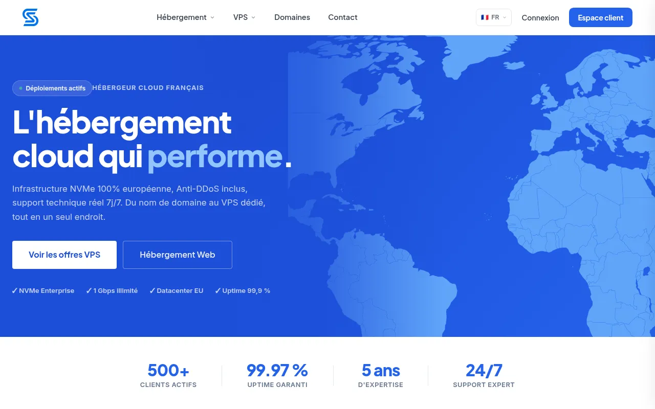 Screenshot of swizcloud.fr