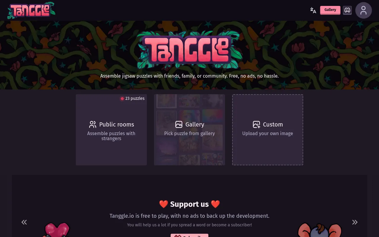 Screenshot of tanggle.io