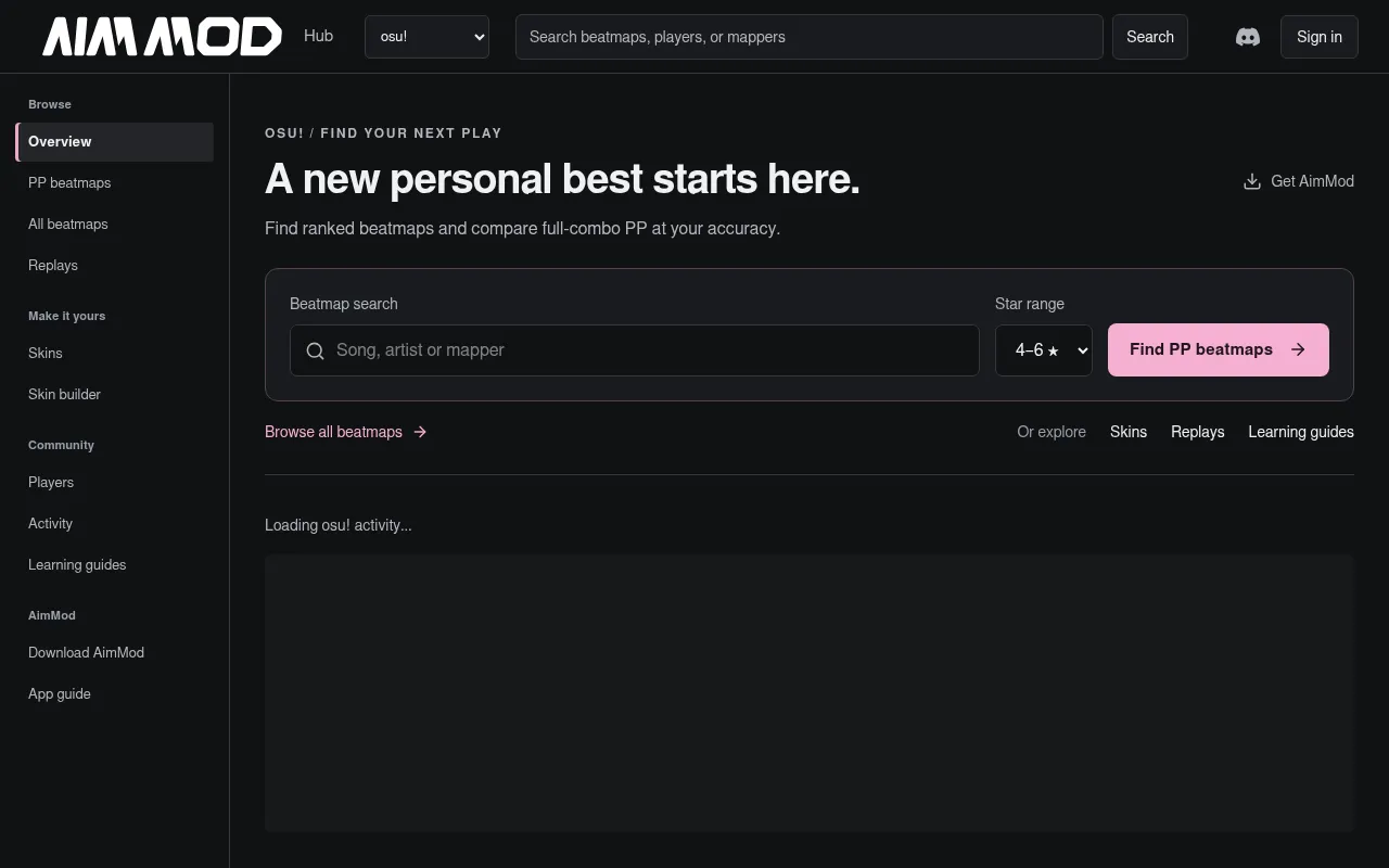 Screenshot of aimmod.app