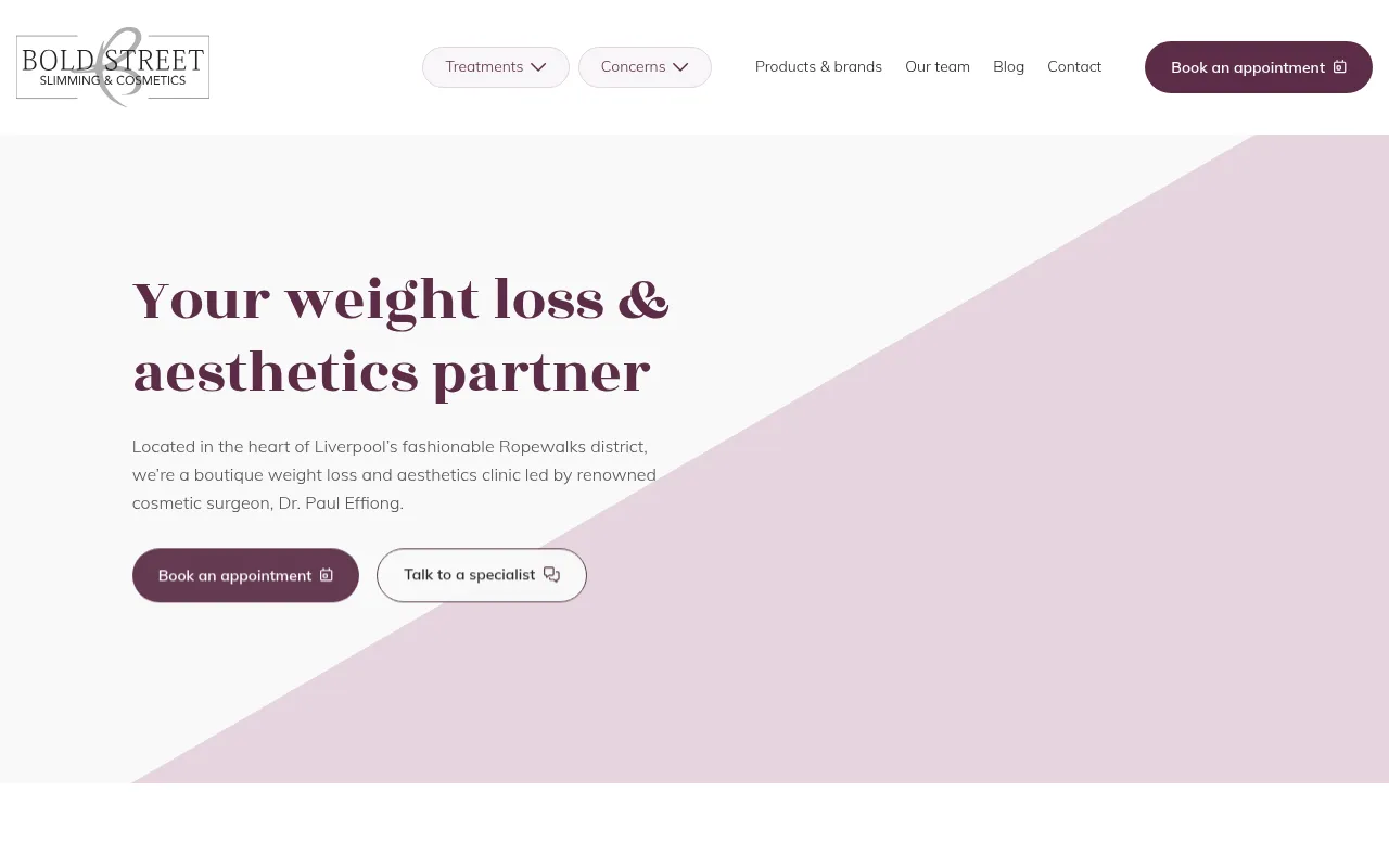 Screenshot of boldstreetclinic.co.uk