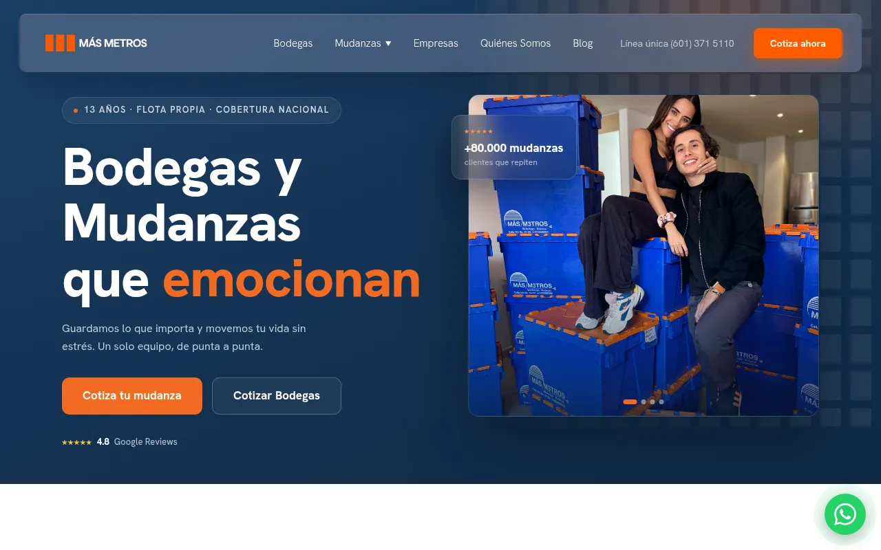 Screenshot of masmetros.com.co