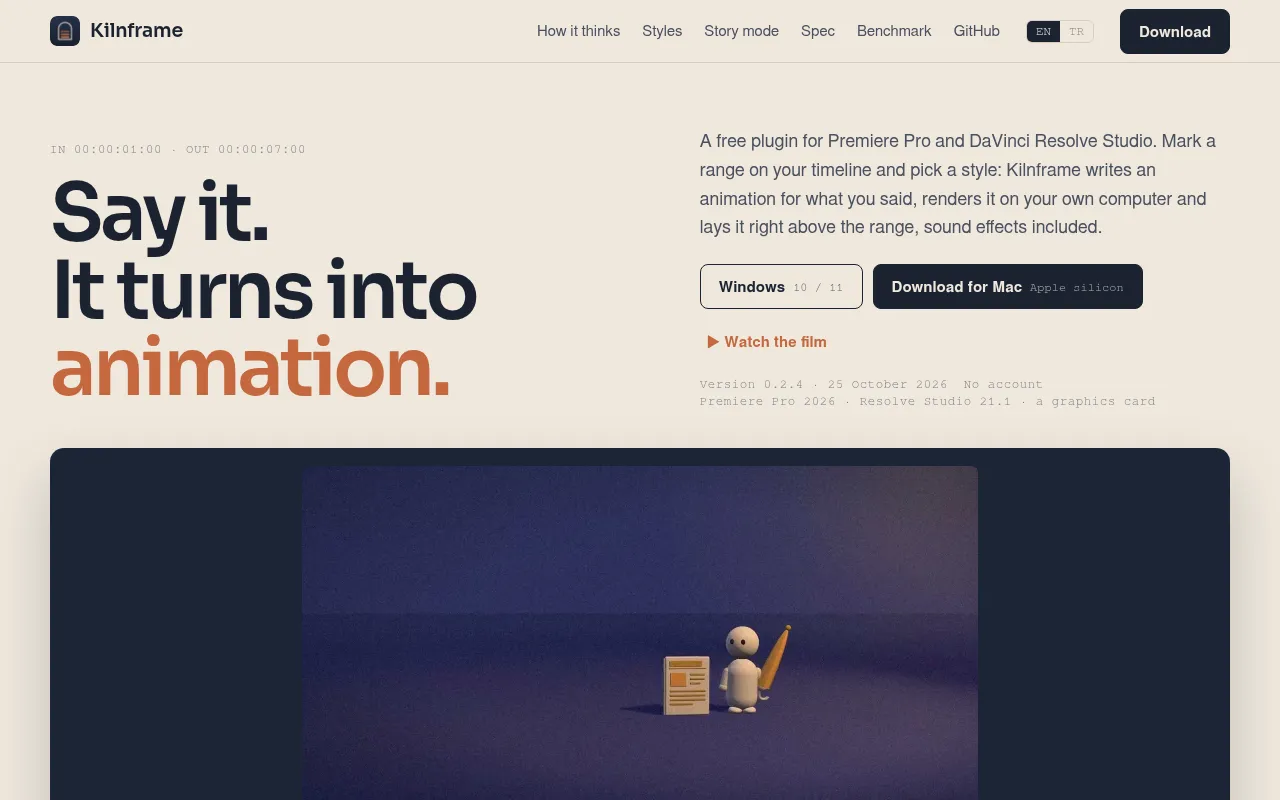 Screenshot of kilnframe.com