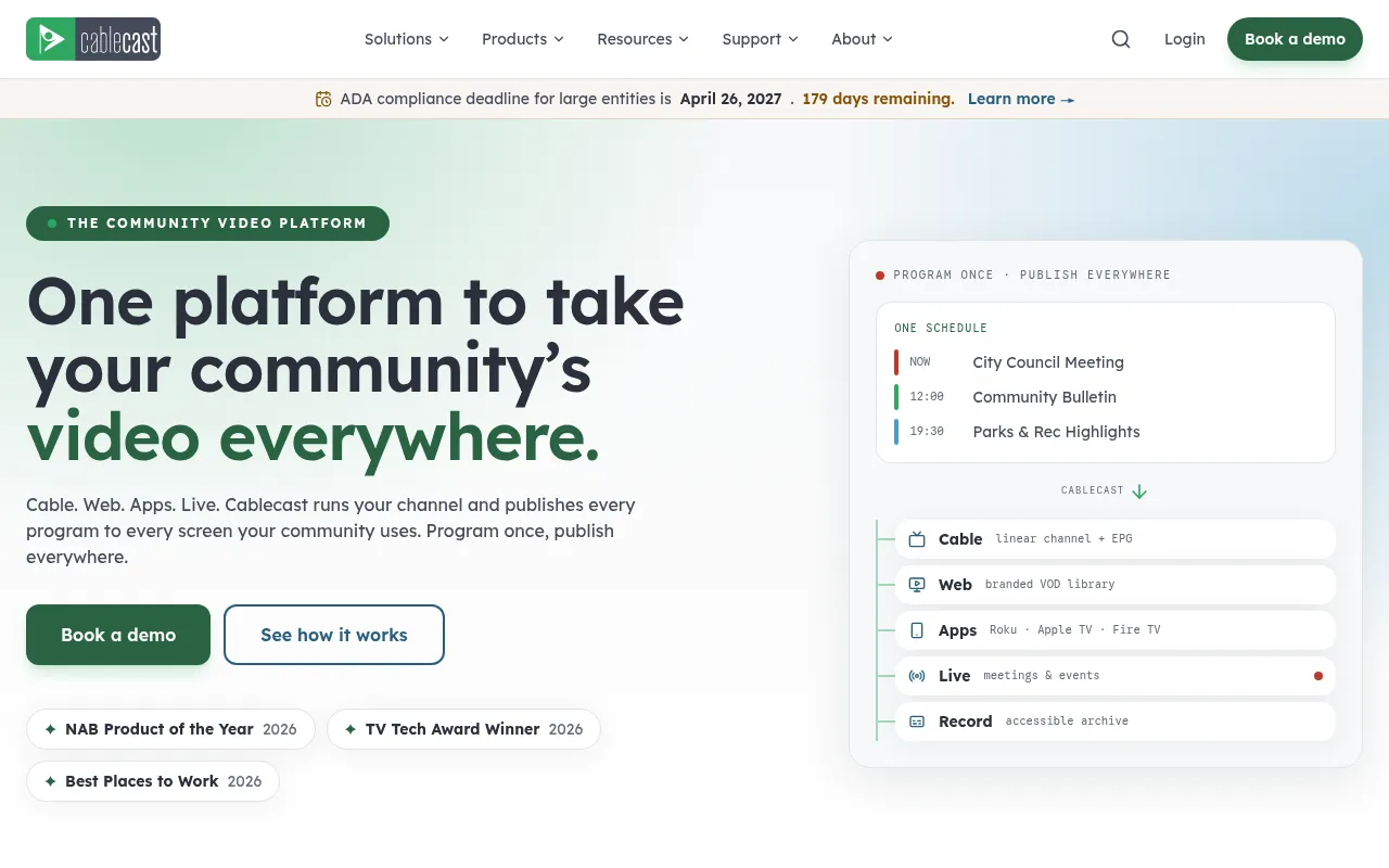 Screenshot of cablecast.tv