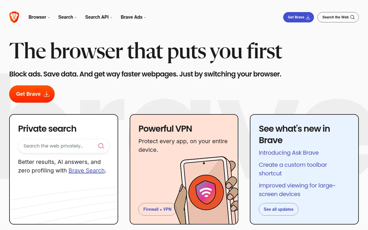 Screenshot of brave.com