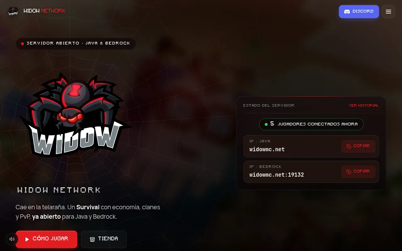 Screenshot of widowmc.net