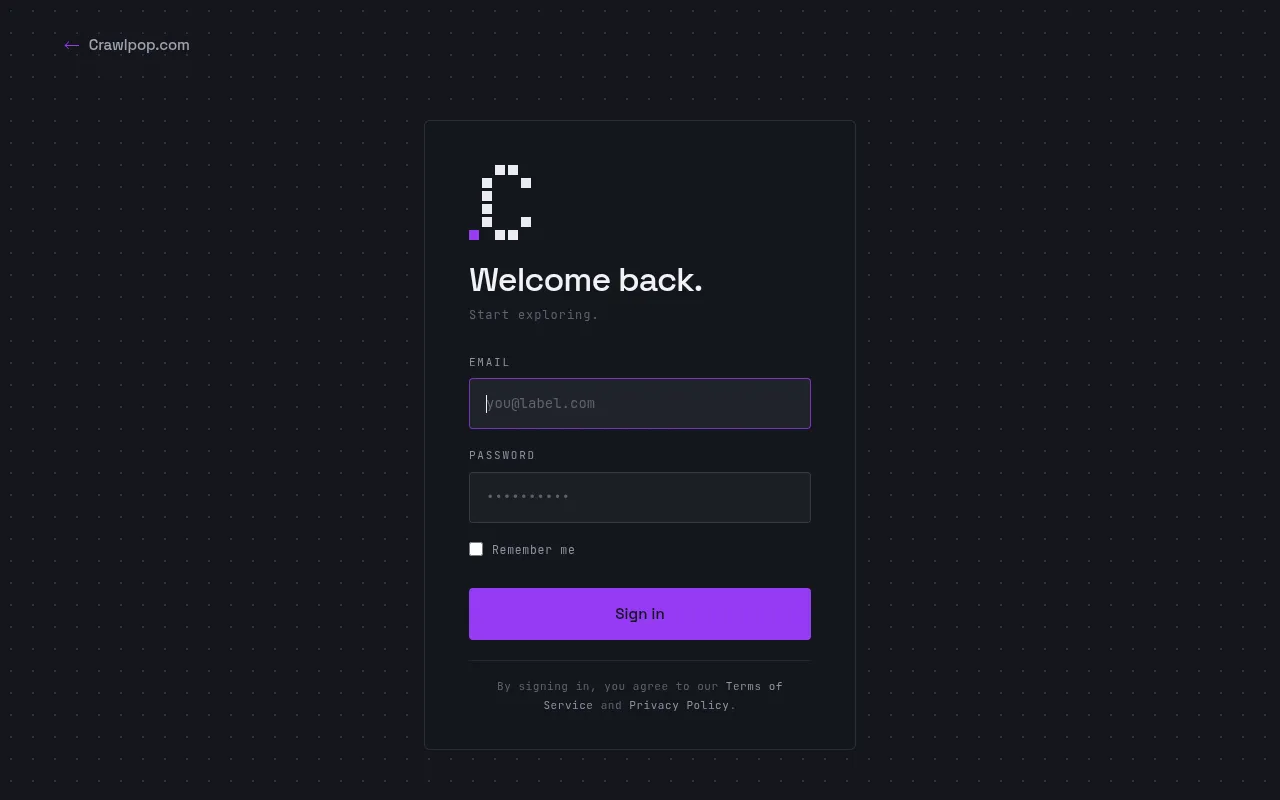 Screenshot of app.crawlpop.com