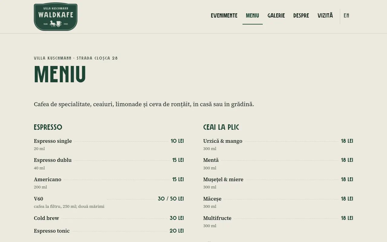 Screenshot of waldkafe-test.sprk.ro
