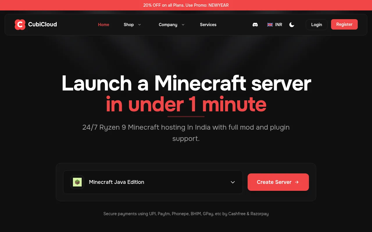 Screenshot of cubicloud.in