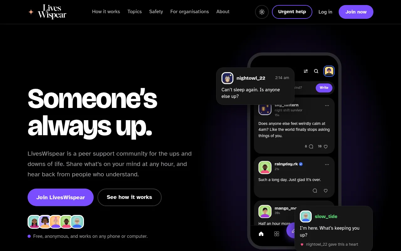 Screenshot of liveswhisper.com