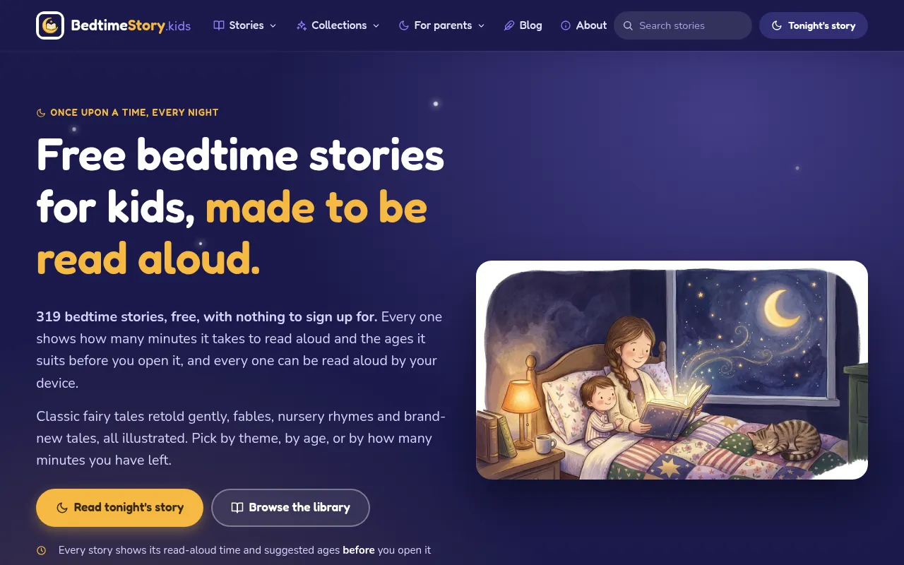 Screenshot of bedtimestory.kids