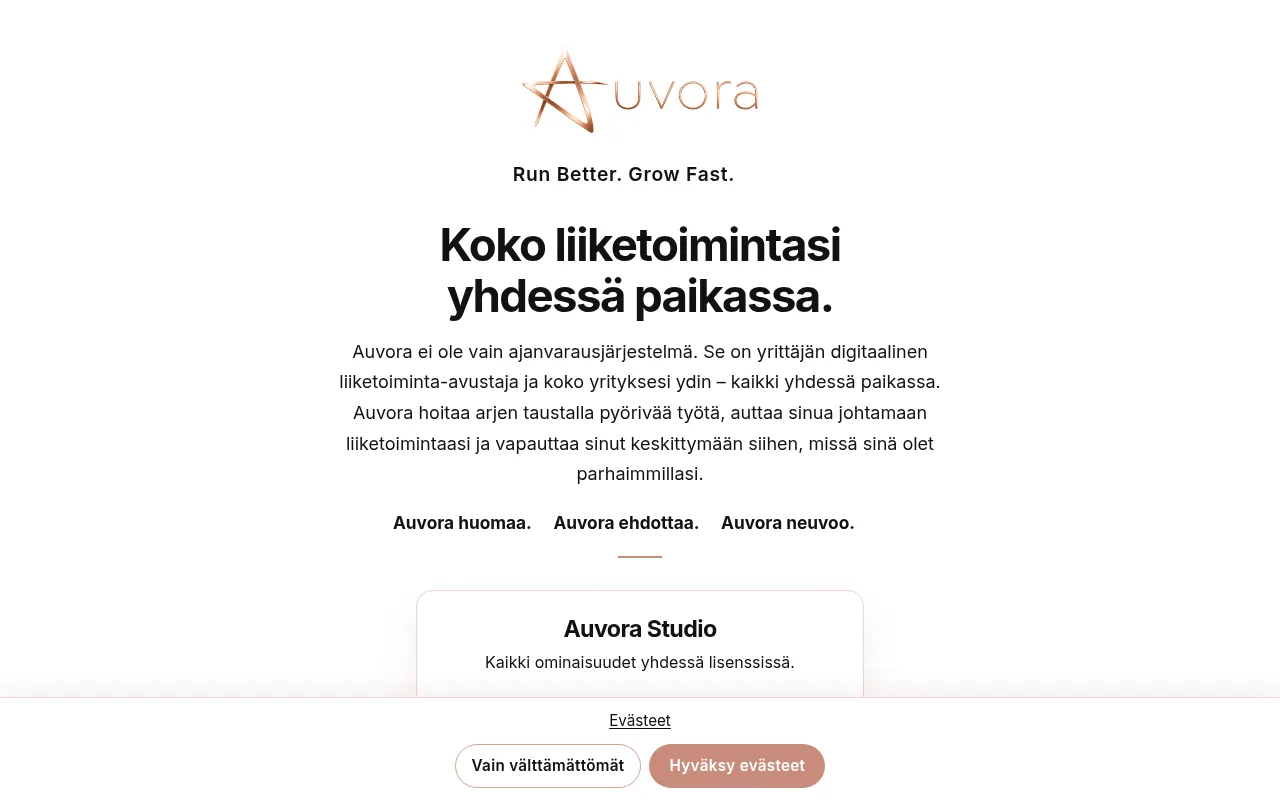 Screenshot of auvora.fi