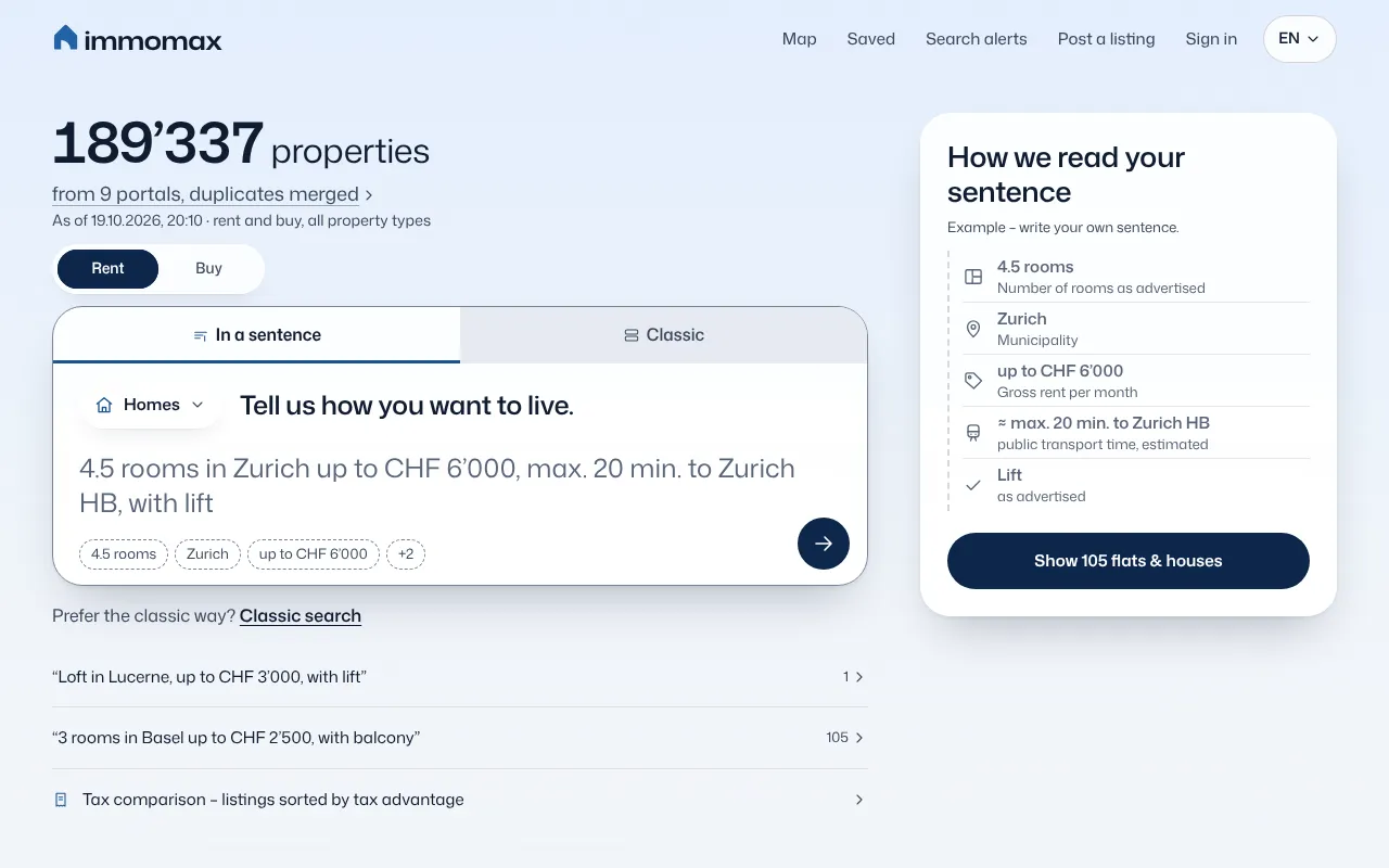 Screenshot of immomax.ch