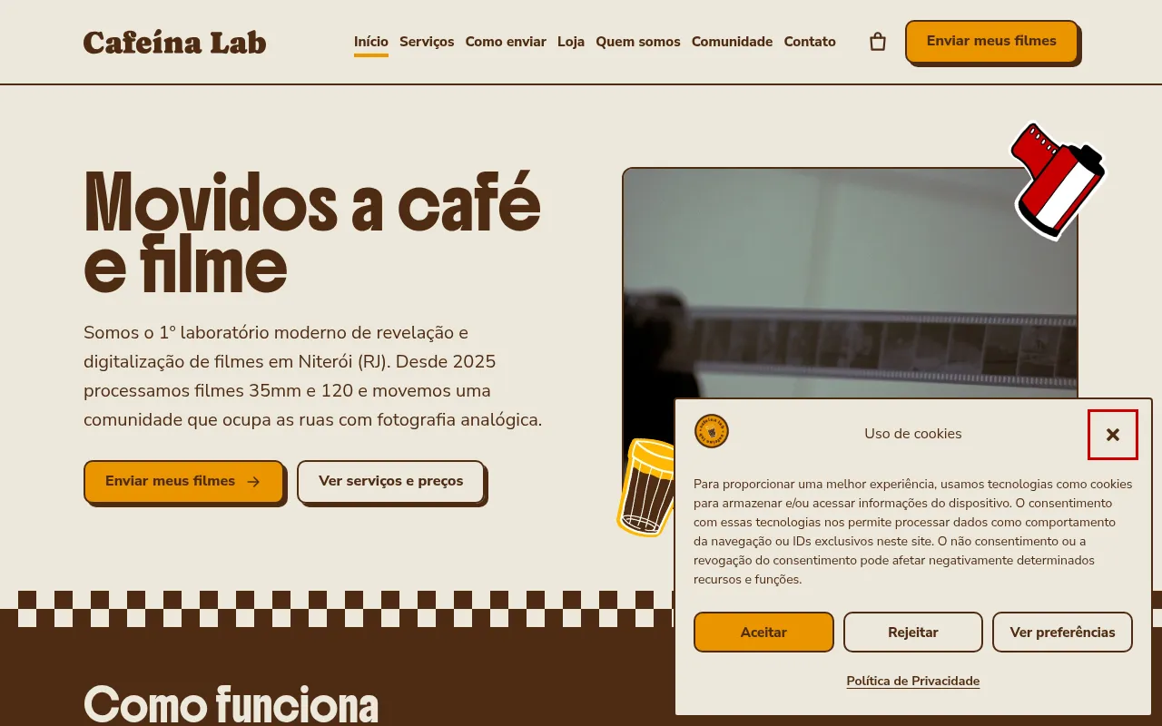 Screenshot of cafeinalab.com.br