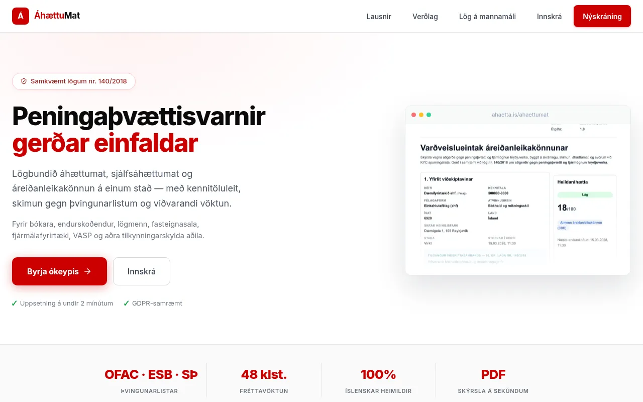 Screenshot of ahaetta.is