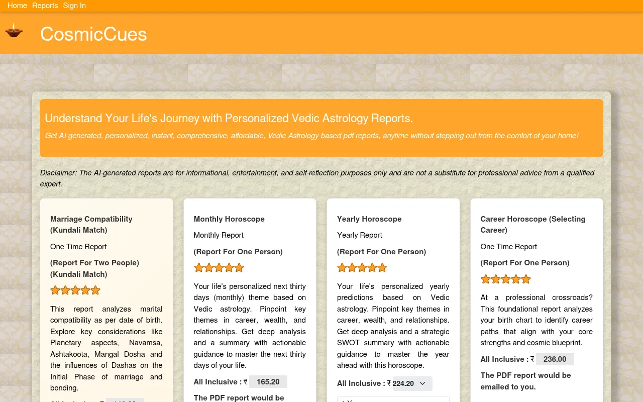Screenshot of cosmiccues.com