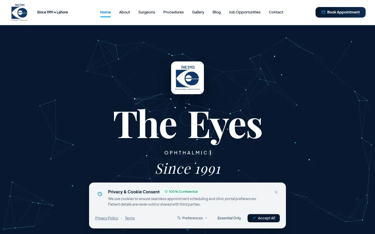 Screenshot of theeyesophthalmic.com