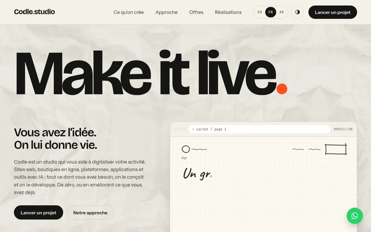 Screenshot of codle.studio