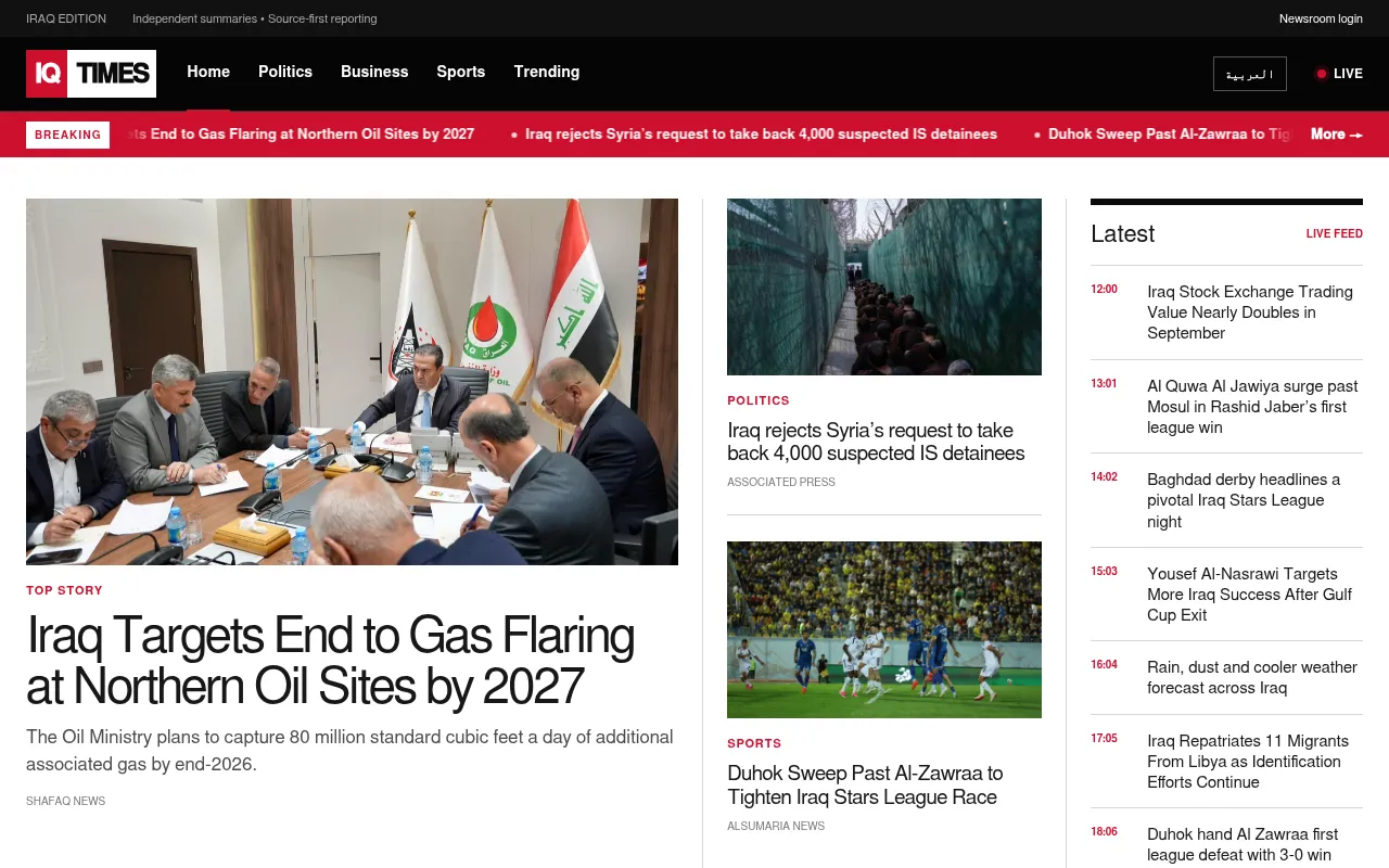 Screenshot of thetimesofiraq.com